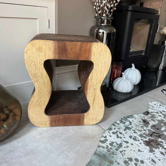 Teak Wavy Stool/Table 45cm  *CLICK & COLLECT ONLY*