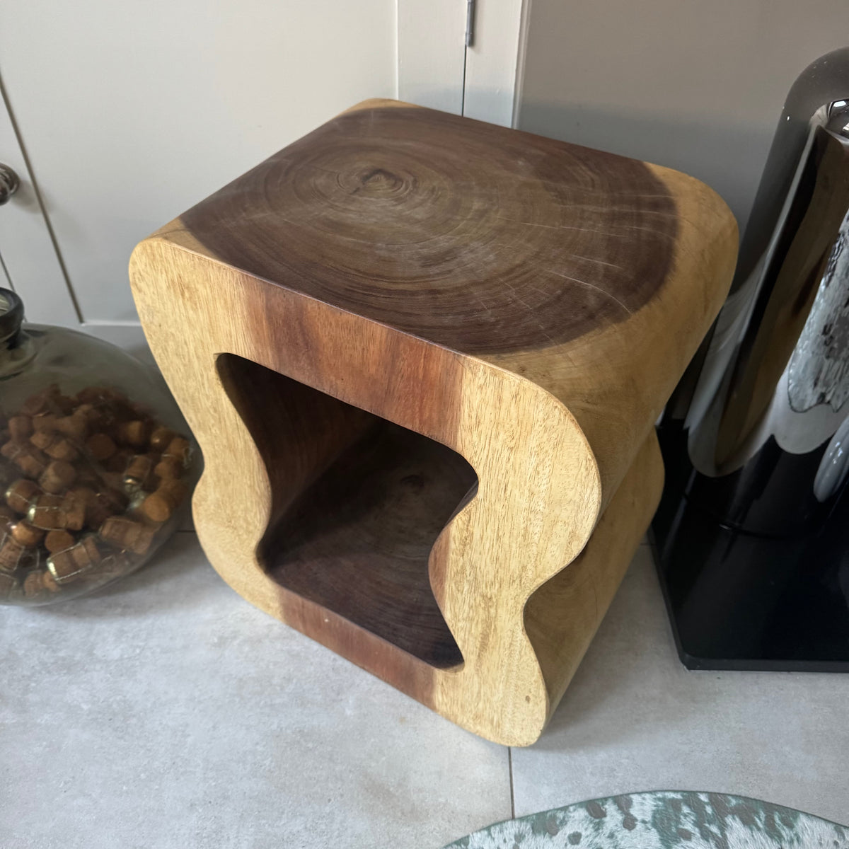 Teak Wavy Stool/Table 45cm *CLICK & COLLECT ONLY* – The Life Store Brigg