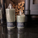 Flameless LED Sage Green Pillar Candle - 2 sizes