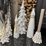 Ceramic Neutral Christmas Tree Candle Holder H9cm