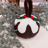 Fabric plush Christmas Pudding weighted doorstop 17cm 