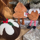 Fabric plush textured Christmas pudding doorstop