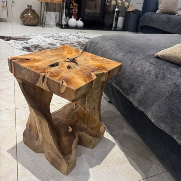Makasi Teak unique Teak small statement pieces;
Driftwood Twist Lamp Table / Stool H40cm 