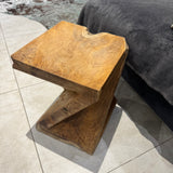 Teak Solid Z Twist Stool 40cm  *CLICK & COLLECT*