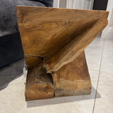 Teak Solid Z Twist Stool 40cm  *CLICK & COLLECT*