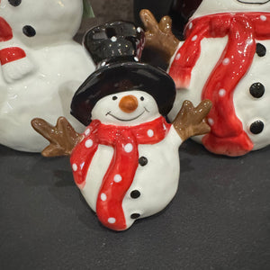 Christmas Ceramic Snowmen with red scarf.. - 3 Sizes