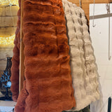 Malini Faux Soft Square Raffles Throw - Orange