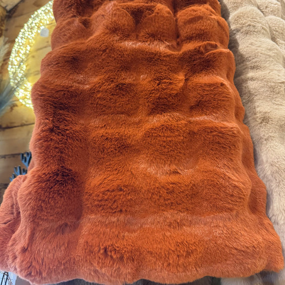 Malini Faux Soft Square Raffles Throw - Orange