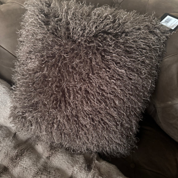 Malini - Soft Square 45cm Faux Mongolian Tibet Cushion 
Colour - Coffee