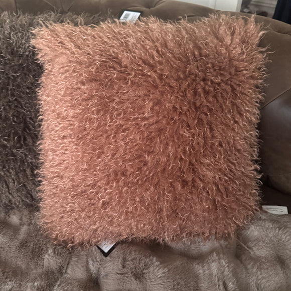 Malini - Soft Square 45cm Faux Mongolian Tibet Cushion 
Colour - Terracotta