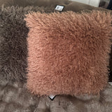 Malini Faux Mongolian Tibet 45cm Cushion - Terracotta
