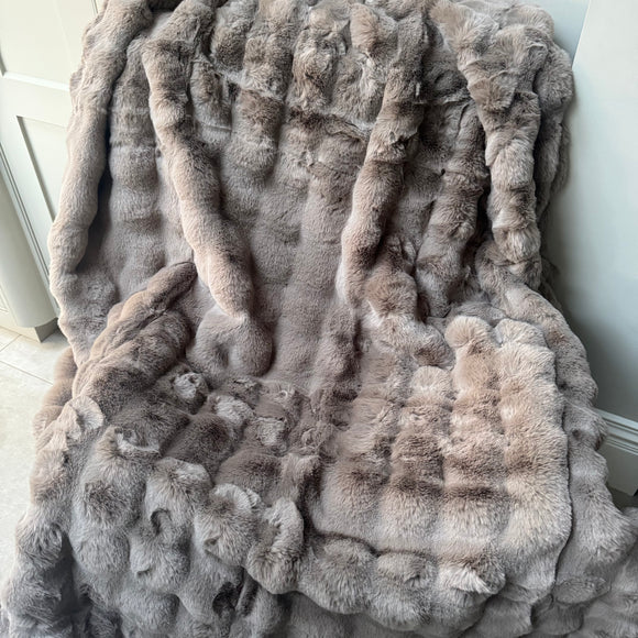 Malini Faux Soft Square Raffles Throw - Taupe