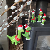 Christmas Ceramic Dinosaur Decorations wearing santa hats - 3 styles