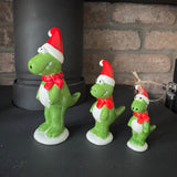 Christmas Ceramic Dinosaur Decorations wearing santa hats - 3 styles