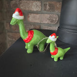 Christmas Ceramic Dinosaur Decorations wearing santa hats - 3 styles