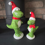 Christmas Ceramic Dinosaur Decorations wearing santa hats - 3 styles