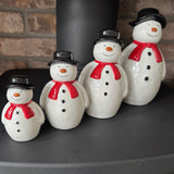 Christmas Ceramic Red and White Snowmen - 5 Sizes