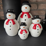 Christmas Ceramic Red and White Snowmen - 5 Sizes