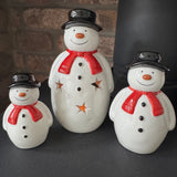 Christmas Ceramic Red and White Snowmen - 5 Sizes
