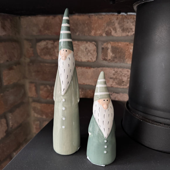 Tall Slim Green Ceramic Santa 
Available in 2 sizes & Shades of  green - Medium 14cm & Large 22cm