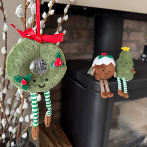Fabric Soft Plush Hanging Decoration - Christmas Wreath