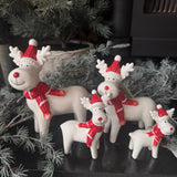 Ceramic hanging decortion - White & Red Reindeer
