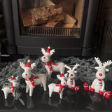 Ceramic hanging decortion - White & Red Reindeer