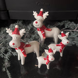 Ceramic hanging decortion - White & Red Reindeer