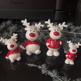 Christmas hanging decorations White reindeer in red jumper - 2 positions