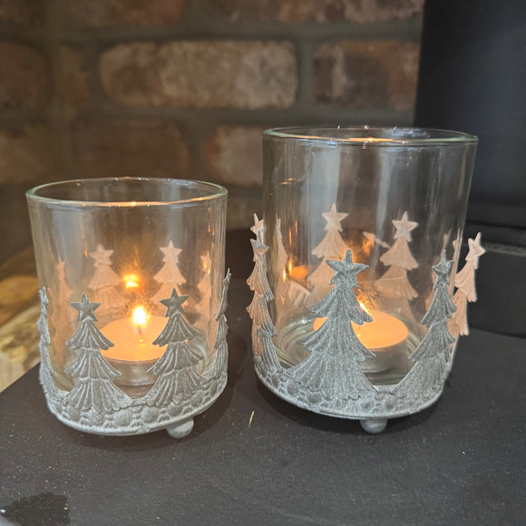 Christmas Tree metal T-Light pot Holder - 2 sizes