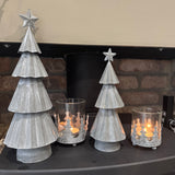 Christmas Tree metal T-Light pot Holder - 2 sizes