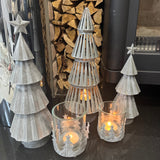 Christmas Tree metal T-Light pot Holder - 2 sizes