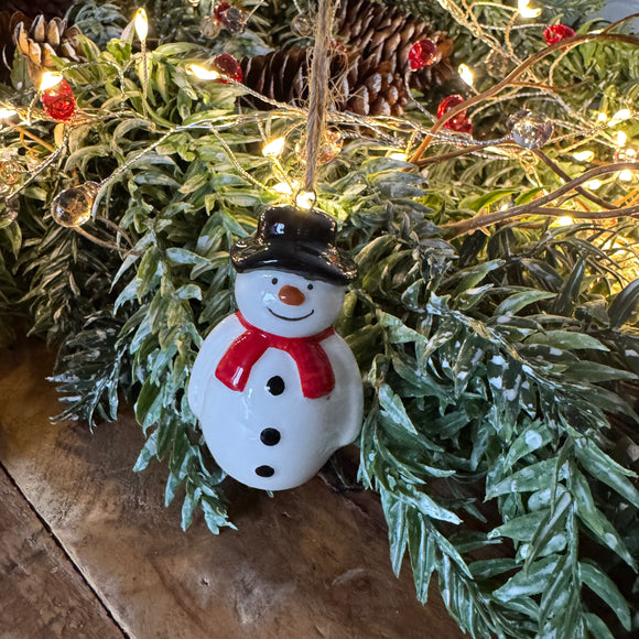Ceramic hanging small classic Snowman Tree Decoration