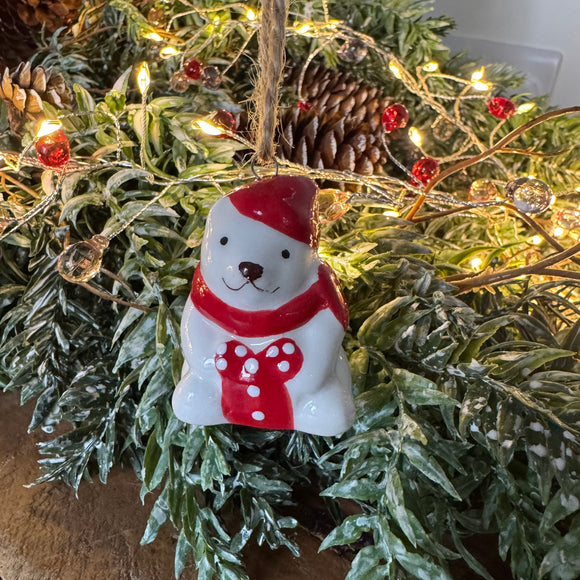 Ceramic small 4.5cm Polar Bear Hanging Decoration 