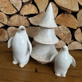 Off White Melange Fir Ceramic Tiered Tree H25cm