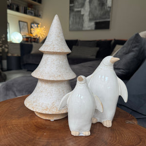Off White Melange Fir Ceramic Tiered Tree H25cm