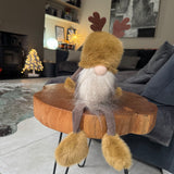 Sitting Gonks brown & Ochre fur hat with Antlers - 2 styles