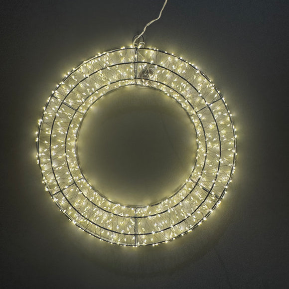 Silver Light Up Round Wreath 40cm