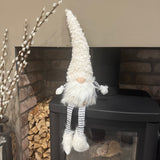 Off White Sherpa tall hat with button nose Gonk with white black striped dangly legs 59cm&nbsp;