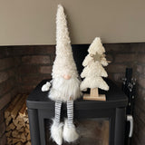 Off White Sherpa tall hat with button nose Gonk with white black striped dangly legs 59cm&nbsp;