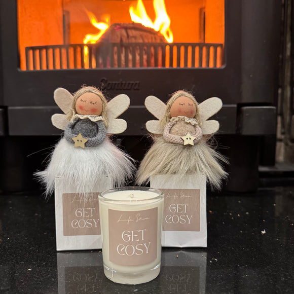 Christmas Small Gift - Fabric Angel & Votive Gift Wrapped
