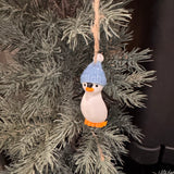 Christmas Fun hanging decoration - ceramic glazed Penguin wearing a blue hat 7cm
