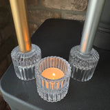 Clear Glass Round 2-way candle holder