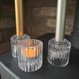 Clear Glass Round 2-way candle holder