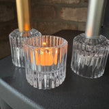 Clear Glass Round 2-way candle holder