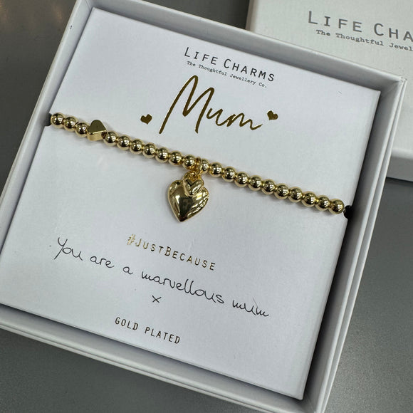 Life Charms the Thoughtful Jewellery Co.


Just Because Gold Plated Bracelet Collection;
Charm - Puffed hearts
Quote - Mum   You are a marvellous mum x