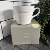Keith Brymer Jones Word Range Medium Bucket White Porcelain Mug 350ml with handstamped quote
Colour font - Lilac
Quote - and breathe...