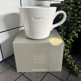 Keith Brymer Jones - Word Range Medium Bucket White Porcelain Mug 350ml with handstamped quote
Colour font - Vibrant Orange
Quote - #WTF