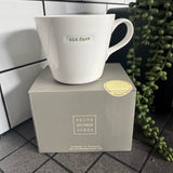 Keith Brymer Jones Word Range Medium Bucket White Porcelain Mug 350ml with handstamped quote
Colour font - Green
Quote - old fart