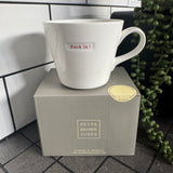 Keith Brymer Jones Word Range Medium Bucket White Porcelain Mug 350ml with handstamped quote
Colour font - Classic Red
Quote - Fuck it!